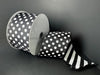 Dbl Sided Blk Stn-Wht Dots/Blk-Wht Glt Cndy Cn Strp 2.5’’X10Y D73582-40-20 Ribbon