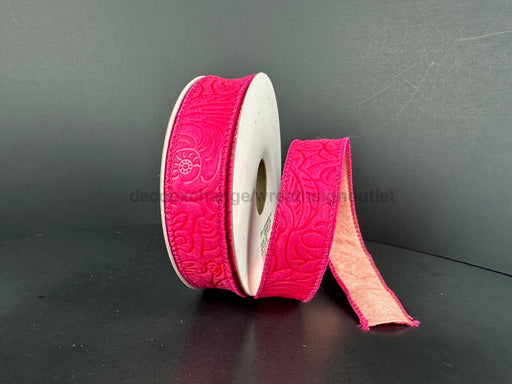 Double Sided Fuchsia Embossed-Coral Dupioni 7/8’’X10Y D42510-05-46 Ribbon