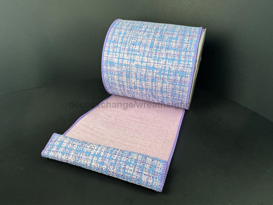 Double Sided Lav-Bl Tweed-Pink Dupioni 4’’X10Y D42511-04-03 Ribbon