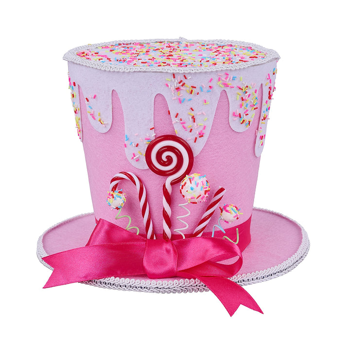 6.25"H X 8.25"DIA Frosted/Candy Top Hat Pink/White/Ice Blue XC726987