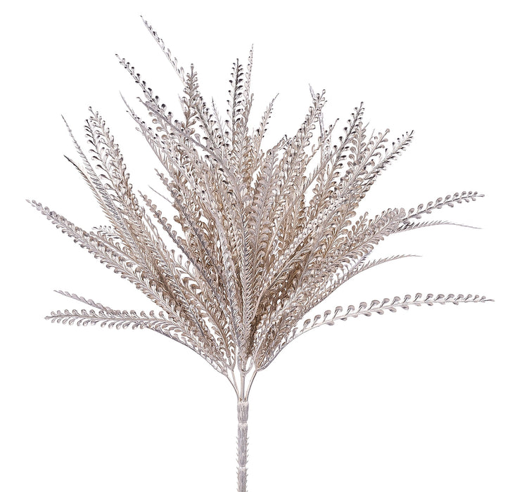 19"L Metallic Button Fern Bush X7 Champagne XS262053