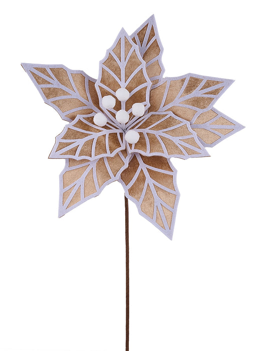 23"L X 12"DIA Velvet/Felt Poinsettia Brown/White XS419564