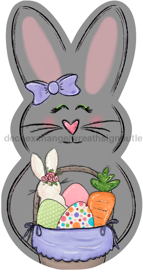 Easter Bunny Door Hanger Decoe-W-691-Dh 22’ Wood