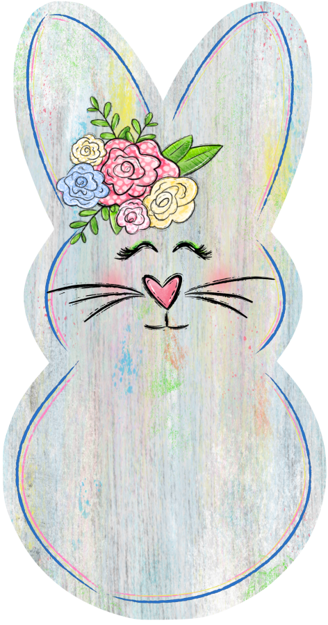 Easter Door Hanger Bunny Decoe-W-772-Dh 22’ Wood