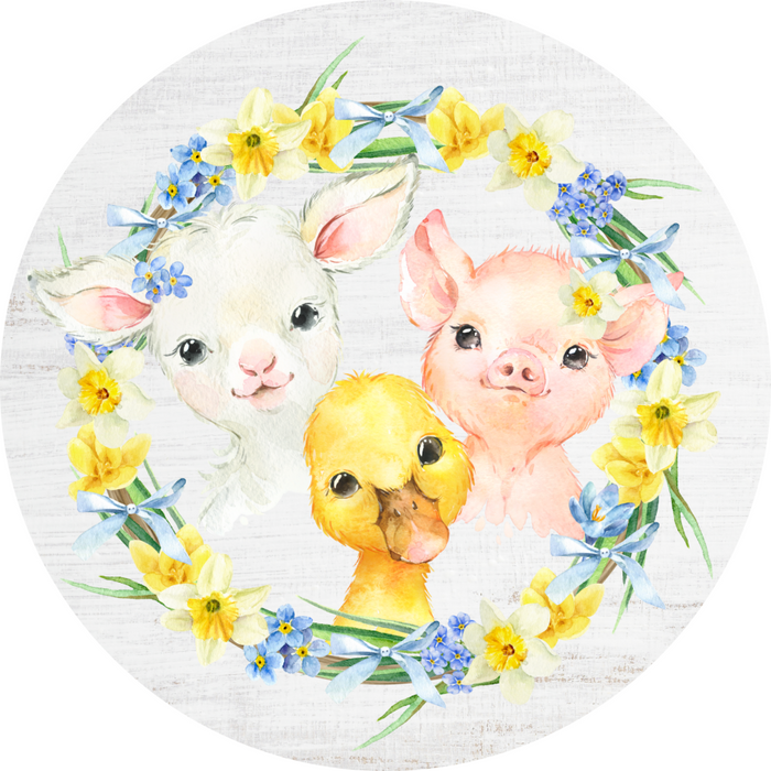 Easter Door Hanger Wreath Dco-01206-Dh 18 Round Wood