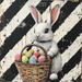 Easter Rabbit Sign, DCO-13228, Sign For Wreath, 10x10" Metal Sign