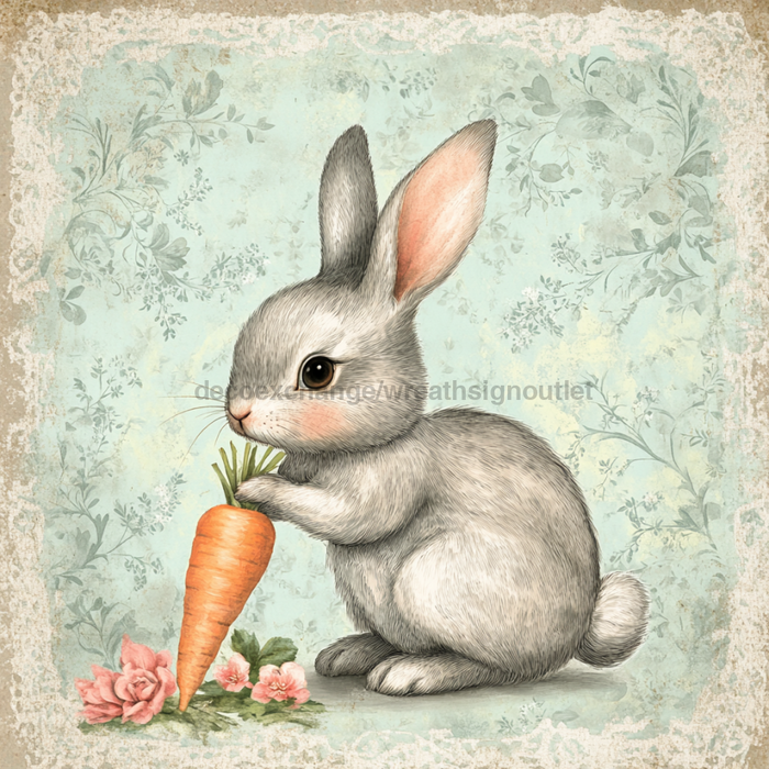 Easter Rabbit Sign, DCO-13232, Sign For Wreath, 10x10" Metal Sign