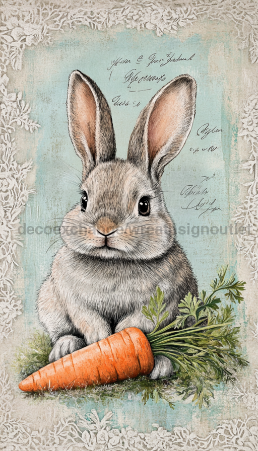 Easter Rabbit Sign, DCO-13250, Sign For Wreath, 6x12" Metal Sign