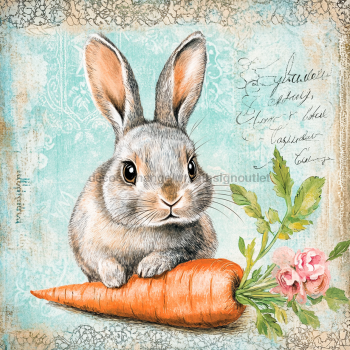 Easter Rabbit Sign, DCO-13257, Sign For Wreath, 10x10" Metal Sign