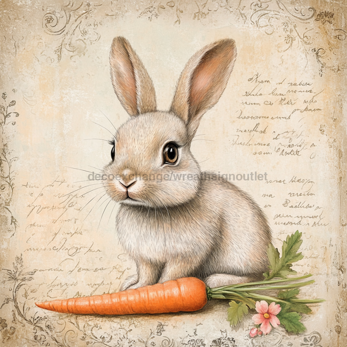 Easter Rabbit Sign, DCO-13261, Sign For Wreath, 10x10" Metal Sign
