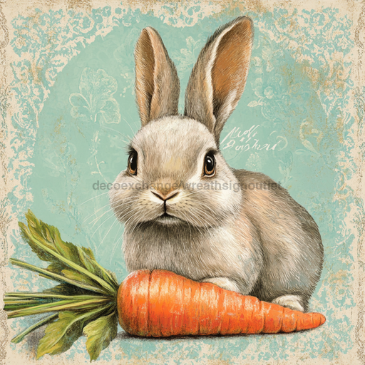 Easter Rabbit Sign, DCO-13270, Sign For Wreath, 10x10" Metal Sign