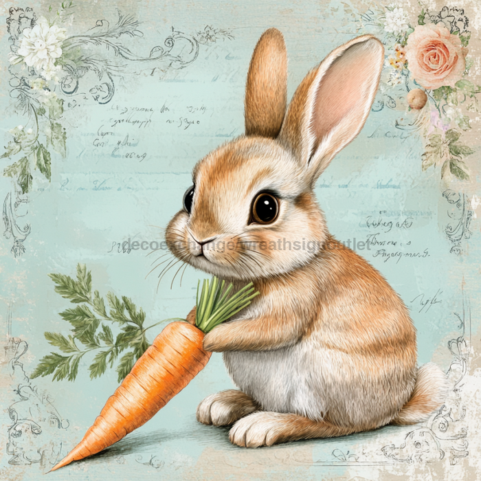 Easter Rabbit Sign, DCO-13275, Sign For Wreath, 10x10" Metal Sign