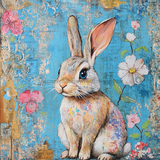 Easter Rabbit Sign, DCO-13284, Sign For Wreath, 10x10" Metal Sign