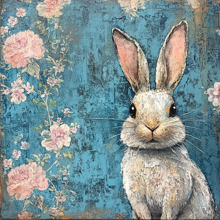Easter Rabbit Sign, DCO-13288, Sign For Wreath, 10x10" Metal Sign