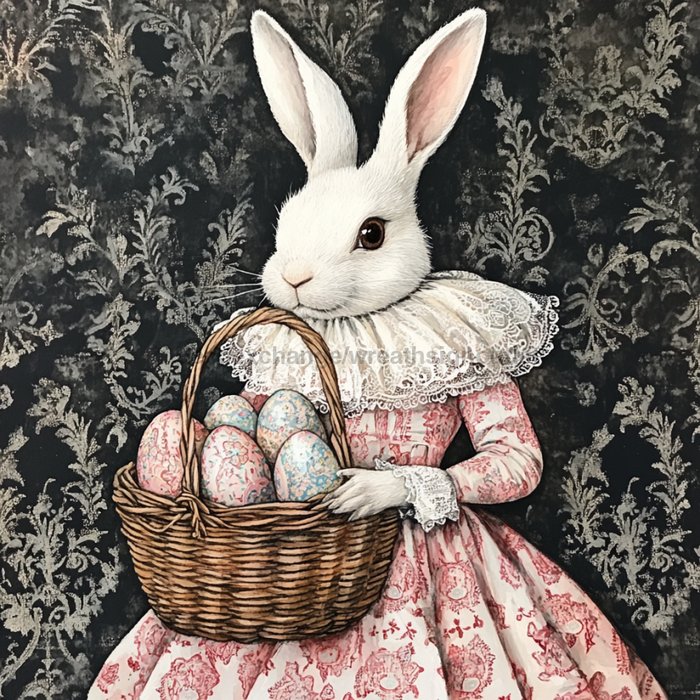 Easter Rabbit Sign, DCO-13420, Sign For Wreath, 10x10" Metal Sign