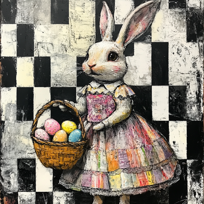 Easter Rabbit Sign, DCO-13423, Sign For Wreath, 10x10" Metal Sign