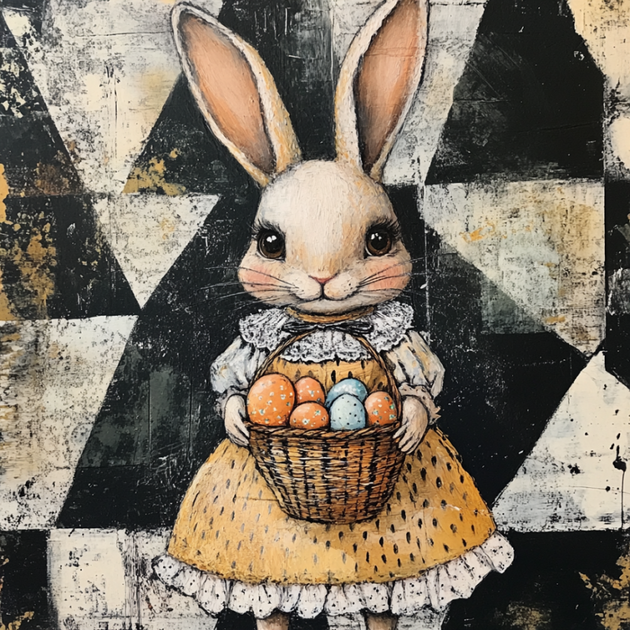Easter Rabbit Sign, DCO-13424, Sign For Wreath, 10x10" Metal Sign