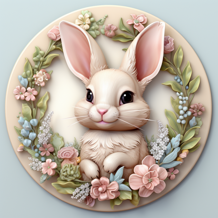 Easter Sign, 3D Bunny Look, DCO-12837, Sign For Wreath, 10" Metal Sign