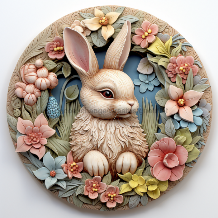Easter Sign, 3D Bunny Look, DCO-12847, Sign For Wreath, 10" Metal Sign