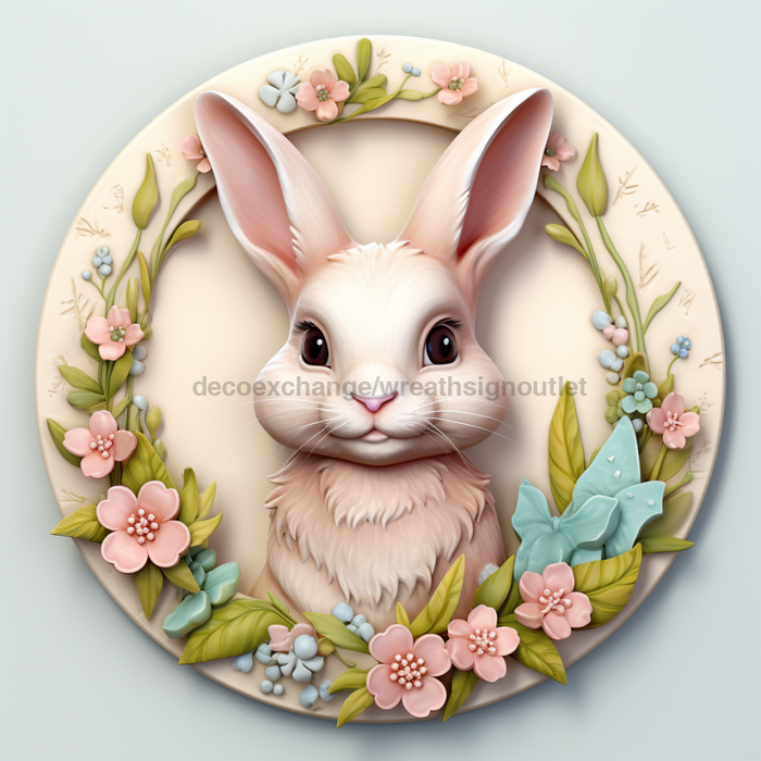 Easter Sign, 3D Bunny Look, DCO-12853, Sign For Wreath, 10" Metal Sign