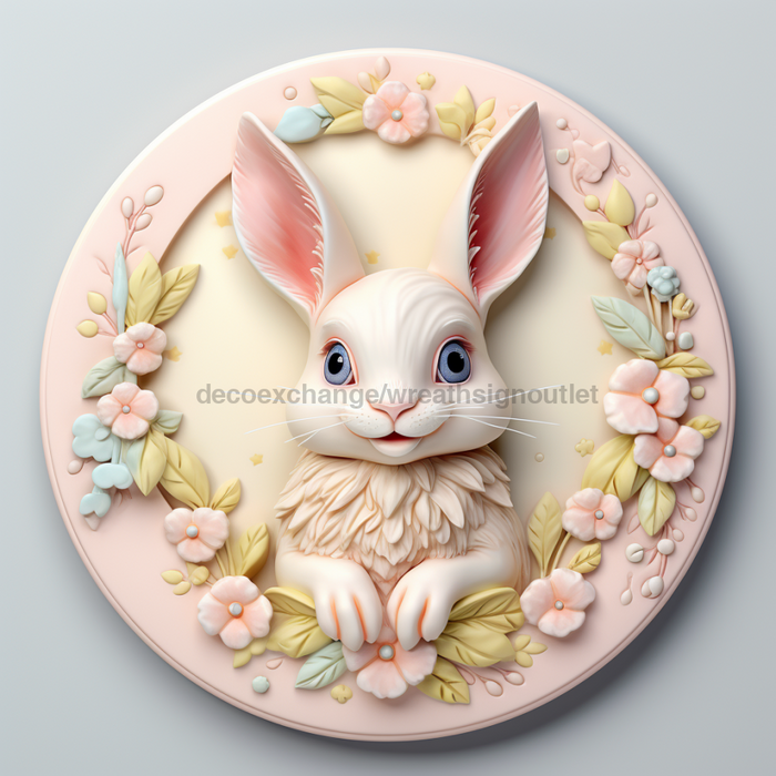 Easter Sign, 3D Bunny Look, DCO-12859, Sign For Wreath, 10" Metal Sign