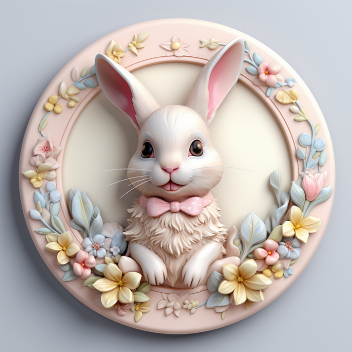 Easter Sign, 3D Bunny Look, DCO-12862, Sign For Wreath, 10" Metal Sign