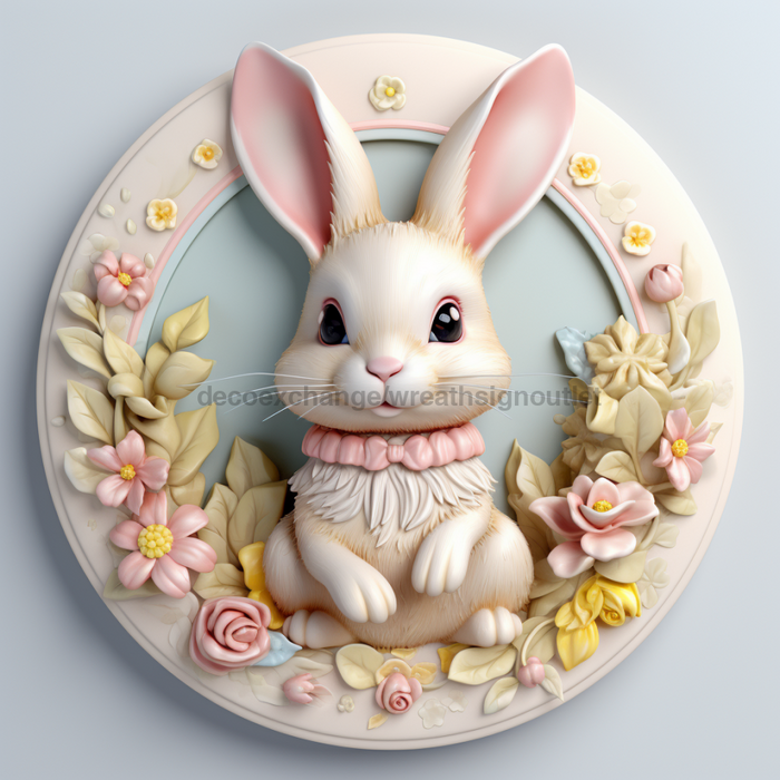 Easter Sign, 3D Bunny Look, DCO-12866, Sign For Wreath, 10" Metal Sign