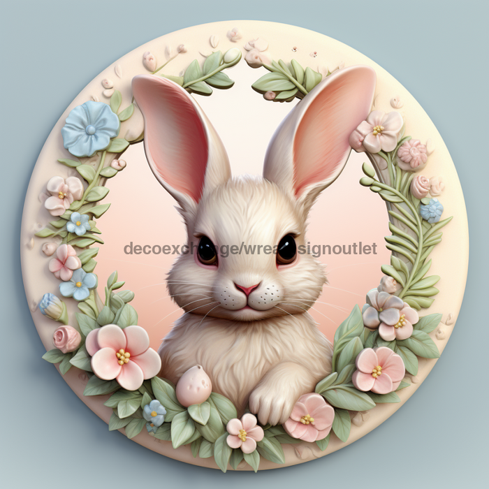 Easter Sign, 3D Bunny Look, DCO-12870, Sign For Wreath, 10" Metal Sign