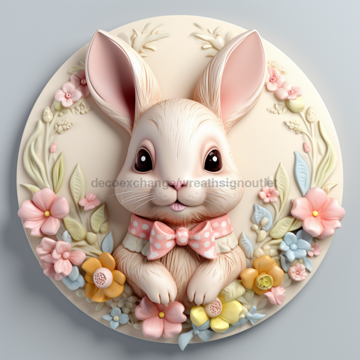 Easter Sign, 3D Bunny Look, DCO-12876, Sign For Wreath, 10" Metal Sign