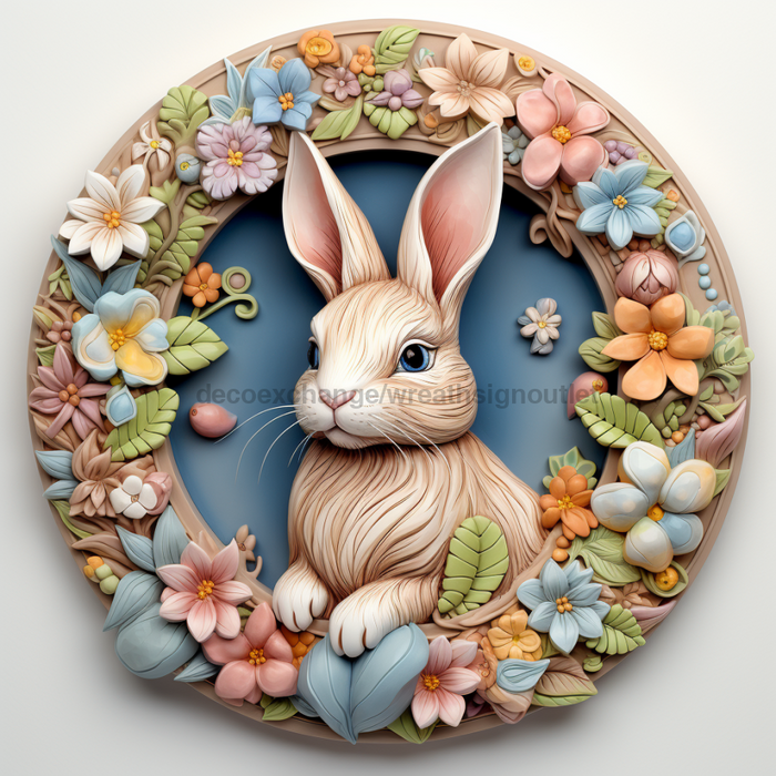 Easter Sign, 3D Bunny Look, DCO-12877, Sign For Wreath, 10" Metal Sign
