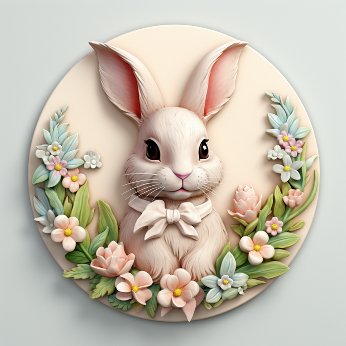 Easter Sign, 3D Bunny Look, DCO-12880, Sign For Wreath, 10" Metal Sign