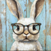 Easter Sign, Bunny in Glasses,, DCO-02627, Sign For Wreath, 10x10" Metal Sign