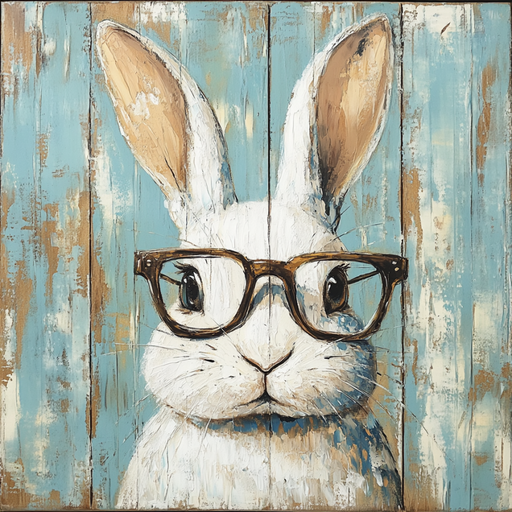 Easter Sign, Bunny in Glasses,, DCO-12632, Sign For Wreath, 10x10" Metal Sign