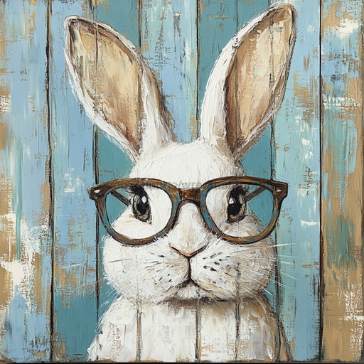Easter Sign, Bunny in Glasses,, DCO-12633, Sign For Wreath, 10x10" Metal Sign