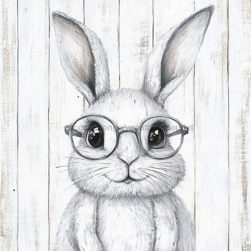 Easter Sign, Bunny in Glasses,, DCO-12669, Sign For Wreath, 10x10" Metal Sign
