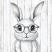 Easter Sign, Bunny in Glasses,, DCO-12669, Sign For Wreath, 10x10" Metal Sign