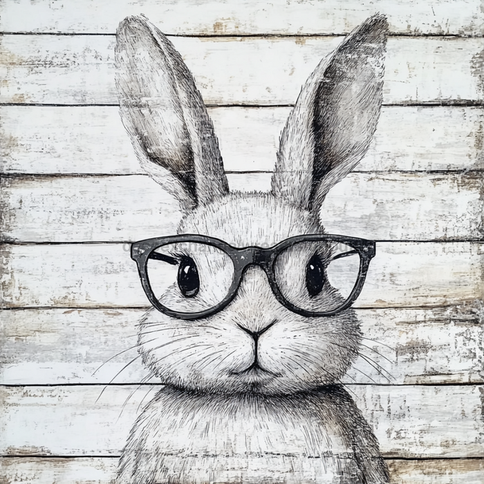 Easter Sign, Bunny in Glasses,, DCO-12670, Sign For Wreath, 10x10" Metal Sign
