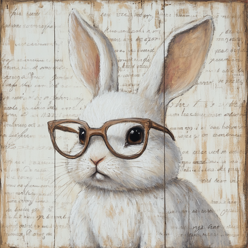 Easter Sign, Bunny in Glasses,, DCO-12673, Sign For Wreath, 10x10" Metal Sign