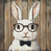 Easter Sign, Bunny in Glasses,, DCO-12680, Sign For Wreath, 10x10" Metal Sign
