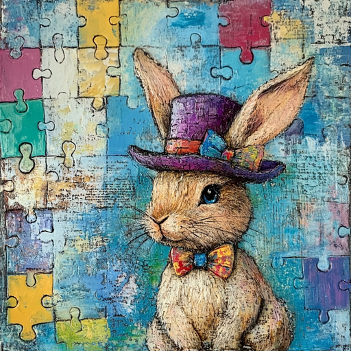 Easter Sign, Bunny in Hat,, DCO-12692, Sign For Wreath, 10x10" Metal Sign