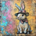Easter Sign, Bunny in Hat,, DCO-12700, Sign For Wreath, 10x10" Metal Sign