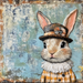 Easter Sign, Bunny in Hat,, DCO-12705, Sign For Wreath, 10x10" Metal Sign