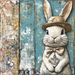 Easter Sign, Bunny in Hat,, DCO-12709, Sign For Wreath, 10x10" Metal Sign