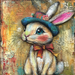 Easter Sign, Bunny in Hat,, DCO-12714, Sign For Wreath, 10x10" Metal Sign