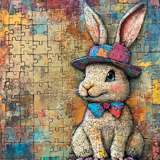 Easter Sign, Bunny in Hat,, DCO-12715, Sign For Wreath, 10x10" Metal Sign