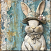 Easter Sign, Bunny in Hat,, DCO-12725, Sign For Wreath, 10x10" Metal Sign