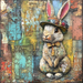 Easter Sign, Bunny in Hat,, DCO-12726, Sign For Wreath, 10x10" Metal Sign