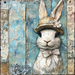 Easter Sign, Bunny in Hat,, DCO-12732, Sign For Wreath, 10x10" Metal Sign