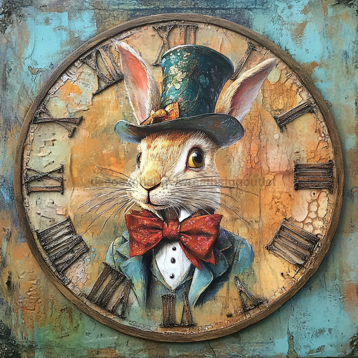 Easter Sign, Bunny in Top Hat,, DCO-12637, Sign For Wreath, 10x10" Metal Sign