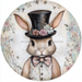 Easter Sign, Bunny in Top Hat, DCO-12820, Sign For Wreath, 10" Metal Sign